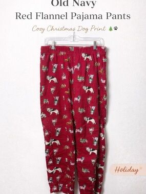 Old Navy Red Christmas Pajama Pants XS Dog Print